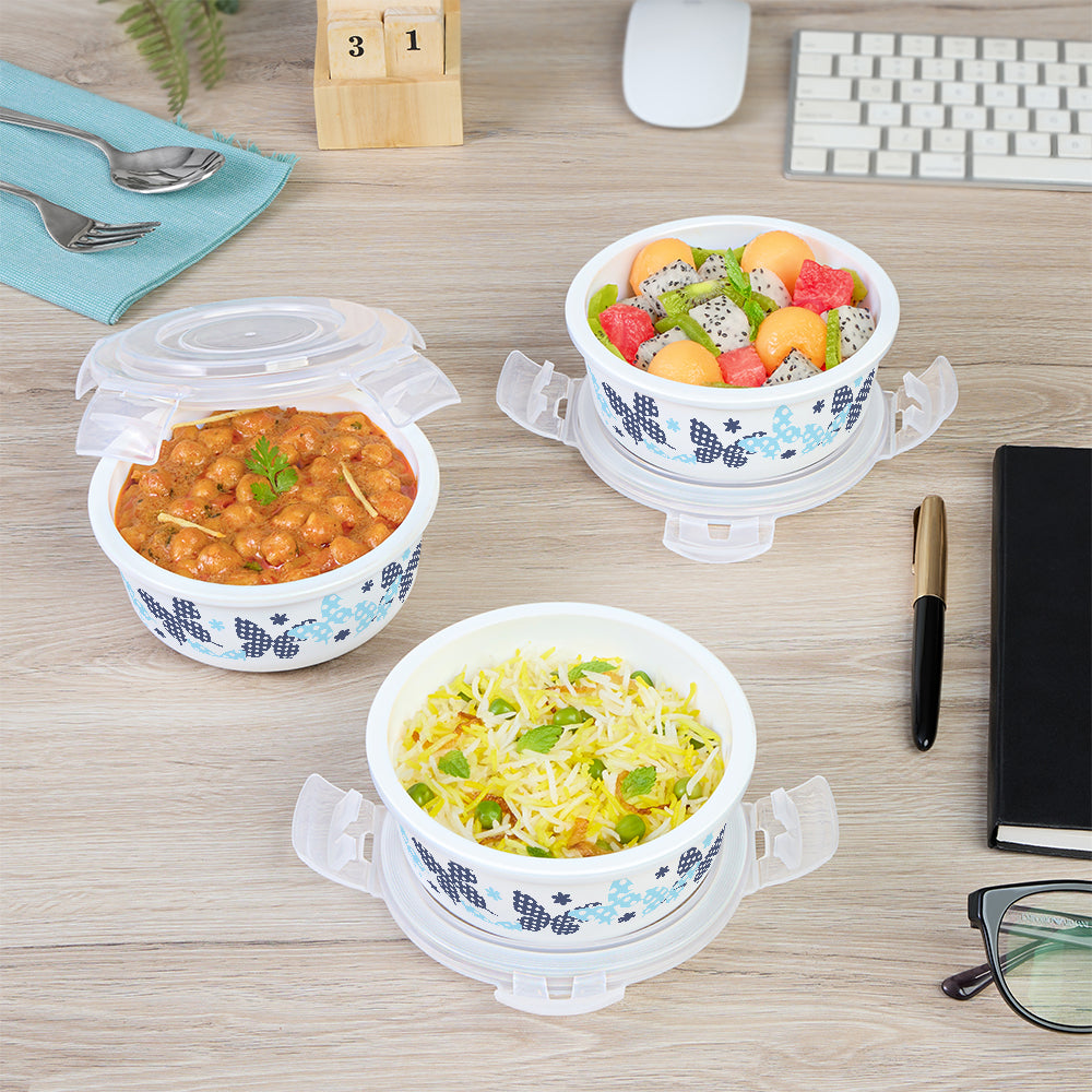 Larah by Borosil Veera Blue Lunchbox, Set of 3, Teal 400 ml x 3
