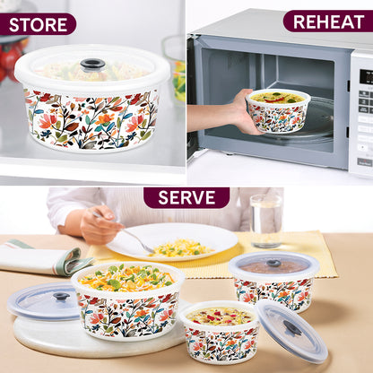Larah By Borosil Lupin Storage Bowl Set 1.2 L + 800 ml + 400 ml