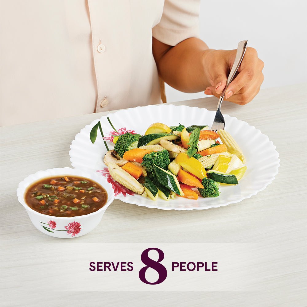 Larah by Borosil Belle Dinner Set 44 pc Set: Serves 8