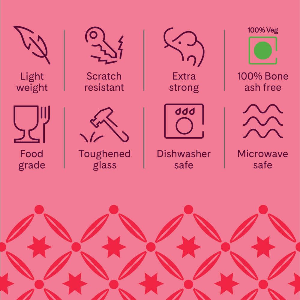 Larah by Borosil Belle Dinner Set 44 pc Set: Serves 8