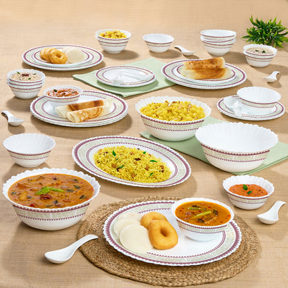 Larah by Borosil Elega Dinner Set 44 pc Set: Serves 8