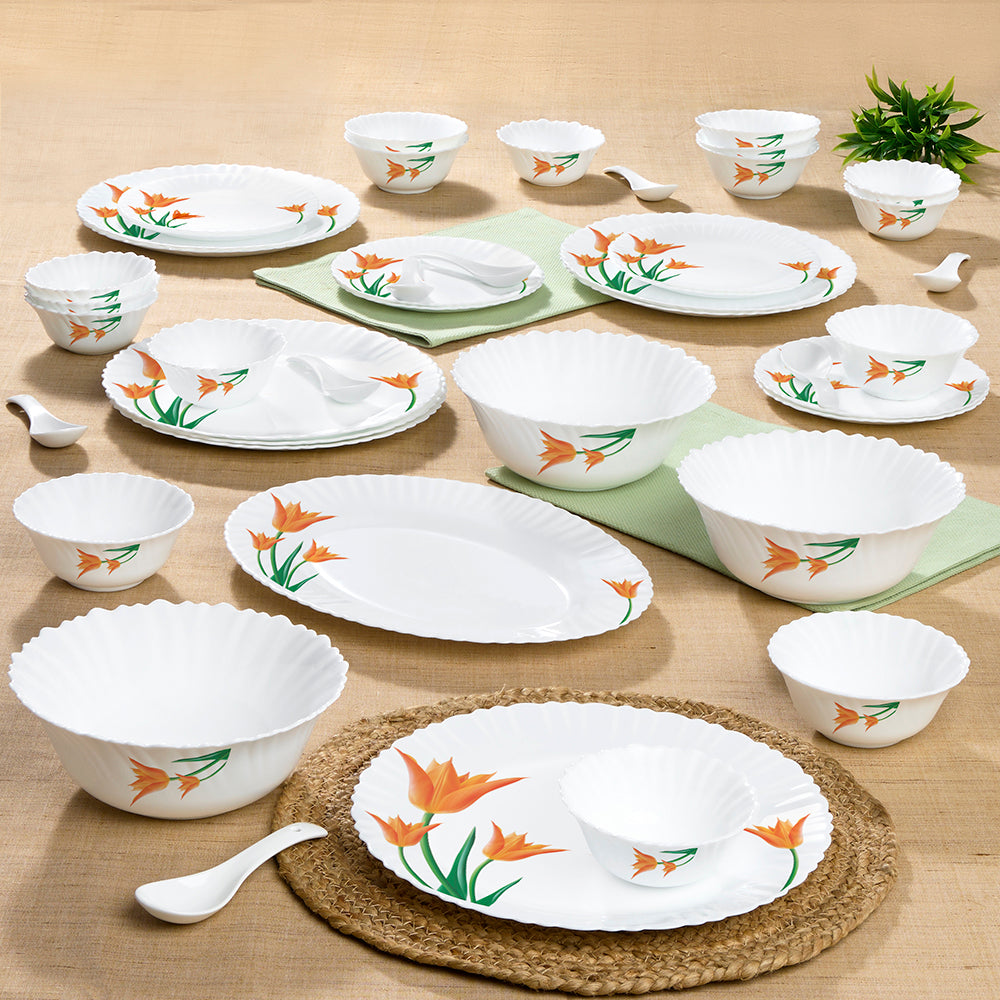 Larah by Borosil Firefly Dinner Set 44 pc Set: Serves 8