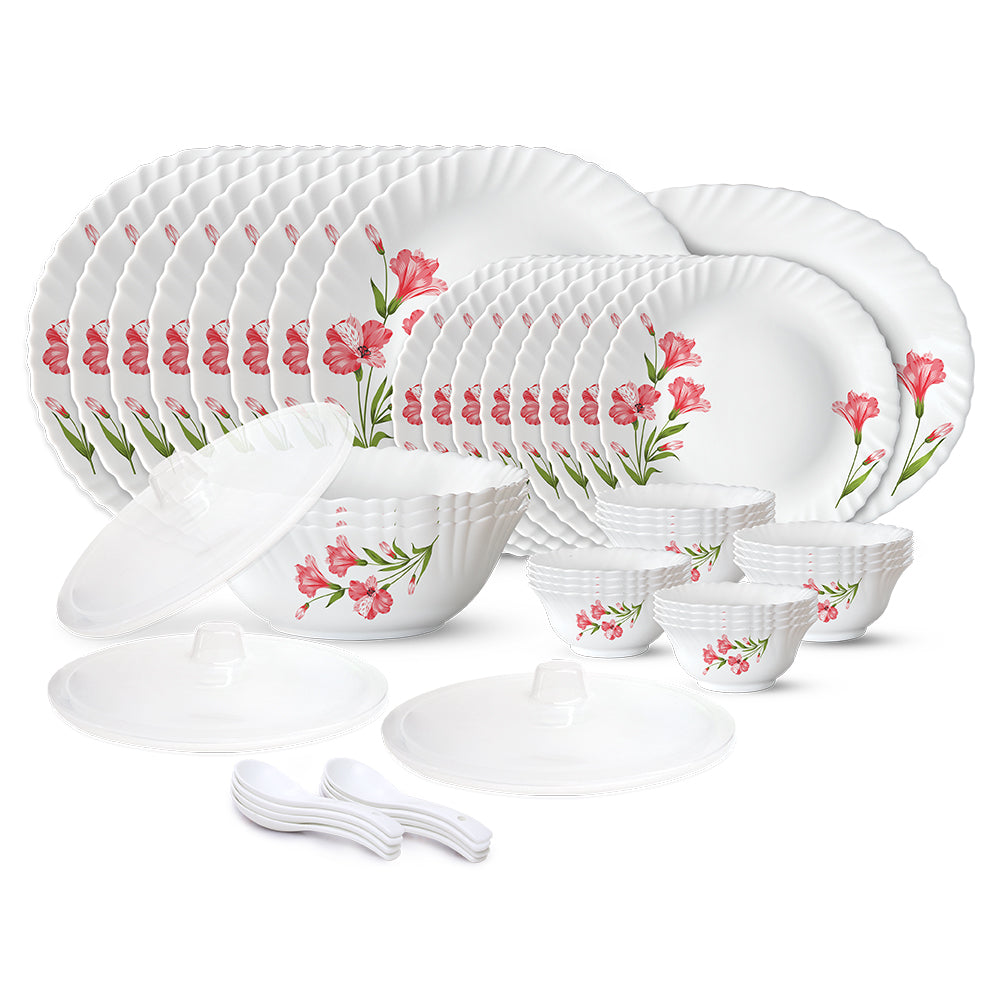 Larah by Borosil, Marina Peach Dinner Set, 66 pc