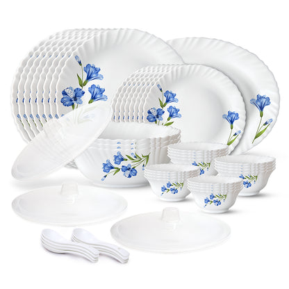 Larah by Borosil, Marina Blue Dinner Set 44 pc Set: Serves 8