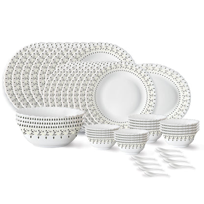 Larah by Borosil Ora Gold Dinner Set 44 pc Set: Serves 8