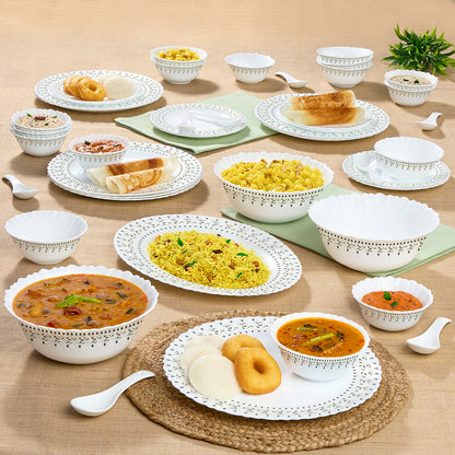 Larah by Borosil Ora Gold Dinner Set 44 pc Set: Serves 8