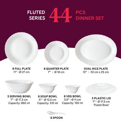 Larah by Borosil, Persia Dinner Set 44 pc Set: Serves 8