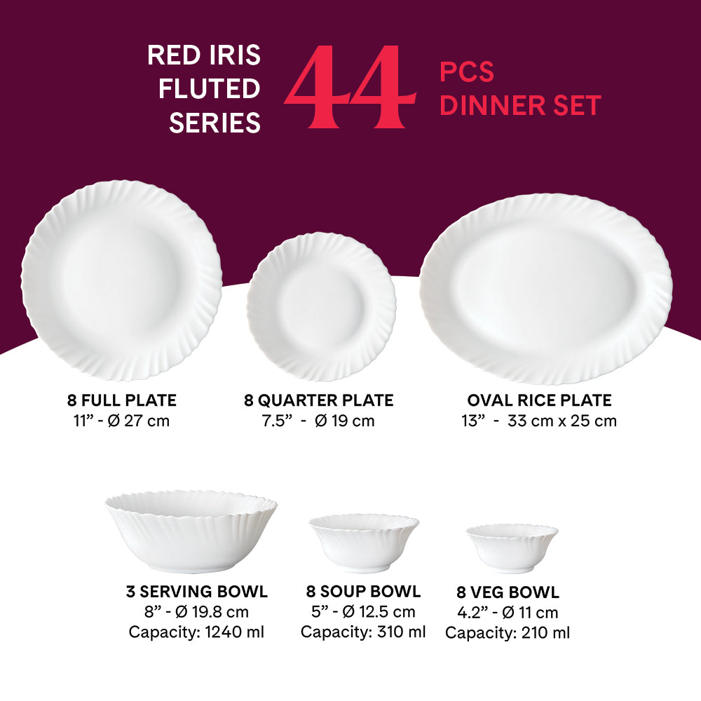 Larah by Borosil Red Iris Dinner Set