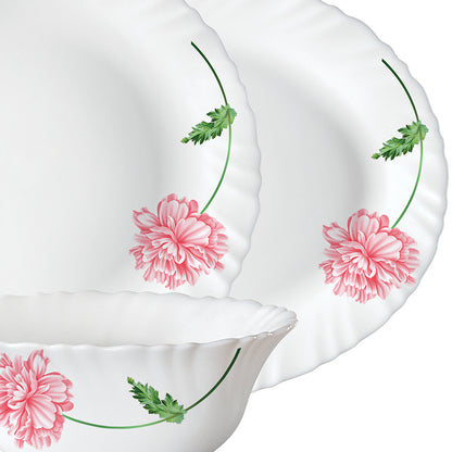 Larah by Borosil Red Mist Dinner Set 44 pc Set: Serves 8