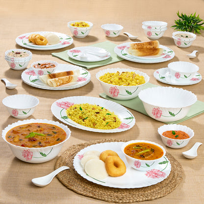 Larah by Borosil Red Mist Dinner Set 44 pc Set: Serves 8