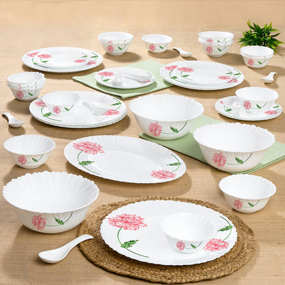 Larah by Borosil Red Mist Dinner Set 44 pc Set: Serves 8