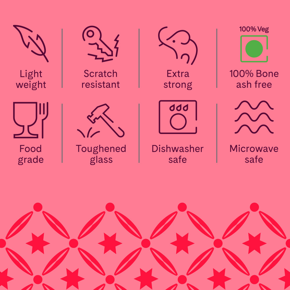 Larah by Borosil Viva Dinner Set 44 pc Set: Serves 8