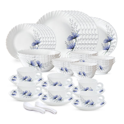 Larah by Borosil, Bellflower Dinner Set 45 pc Set: Serves 6