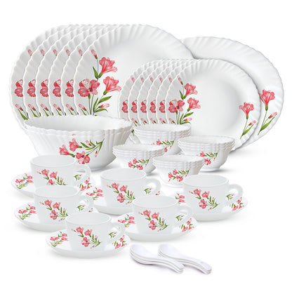 Larah by Borosil, Marina Peach Dinner Set 45 pc Set: Serves 6
