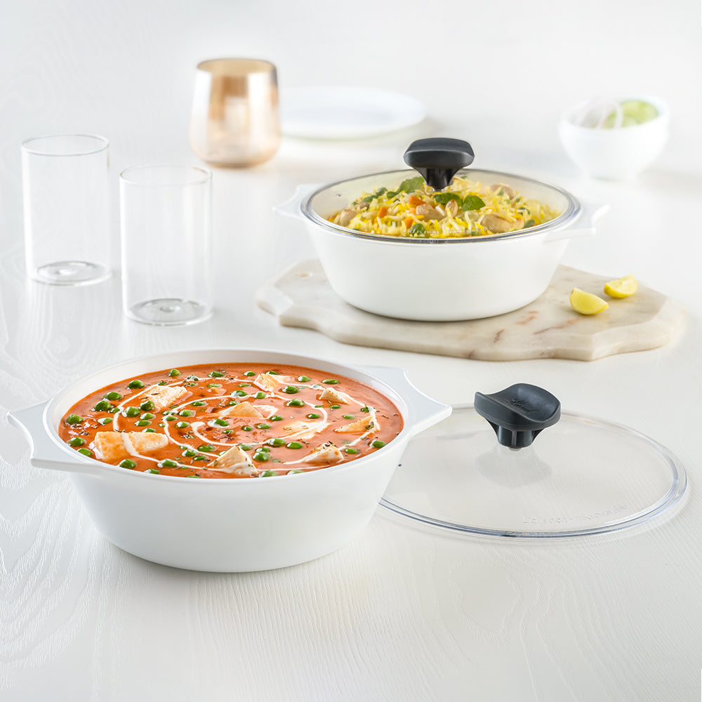 Larah by Borosil Silver Luna Casserole Set 2 pc Set