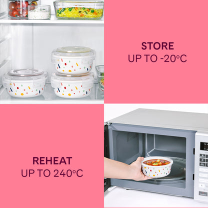 Larah by Borosil Arial Round Lunchbox, Blue