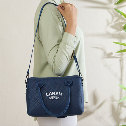 Larah Geo Green Round Lunchbox, Blue