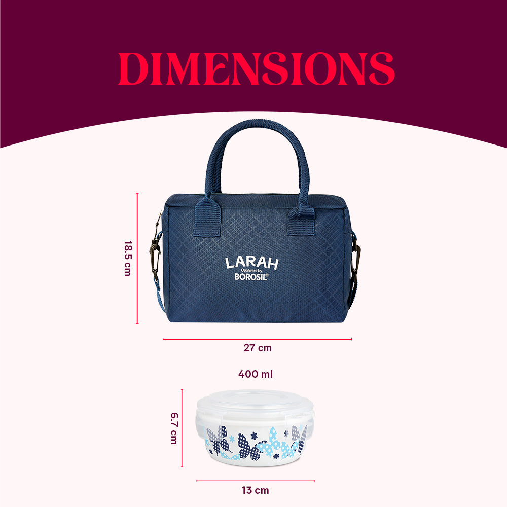 Larah by Borosil Veera Blue Lunchbox, Set of 4, Blue, 400ml