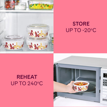 Larah by Borosil Veera Orange Round Lunchbox, Blue