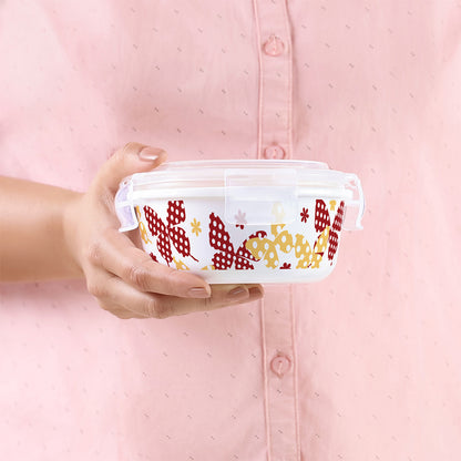 Larah by Borosil Veera Orange Round Lunchbox, Blue