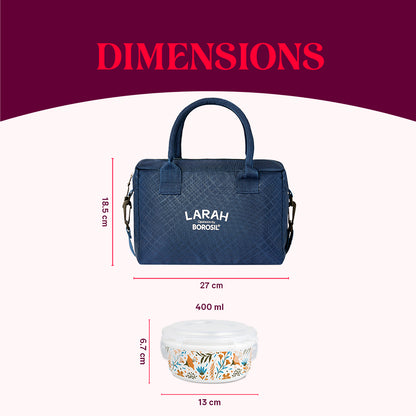 Larah Ziva Sky Round Lunchbox, Blue
