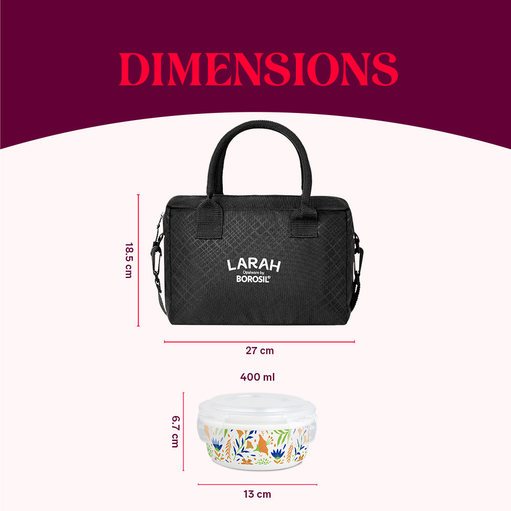 Larah by Borosil Ziva Navy Lunchbox, Set of 4, Blue 400 ml x 4