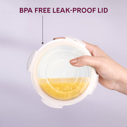 Larah by Borosil Ziva Navy Lunchbox, Set of 4, Blue 400 ml x 4