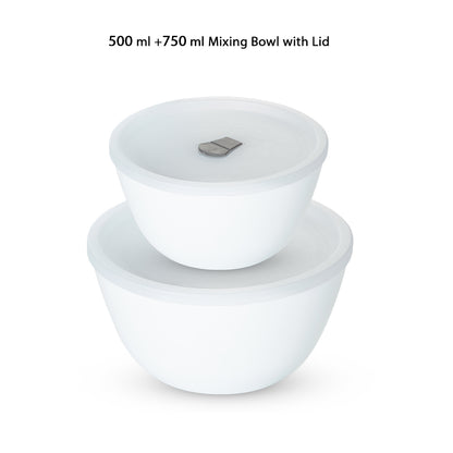 Larah Snow Mixing Bowl with Lid, Set of 2, 750ml + 500ml