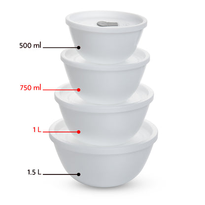 Larah Snow Mixing Bowl with Lid, Set of 2, 1L + 750ml
