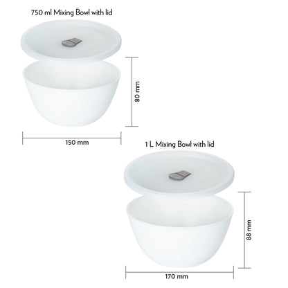 Larah Snow Mixing Bowl with Lid, Set of 2, 1L + 750ml