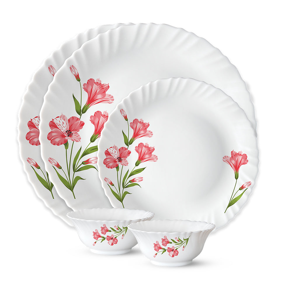 Larah by Borosil, Marina Peach Dinner Set 5 pc Set: Serves 2