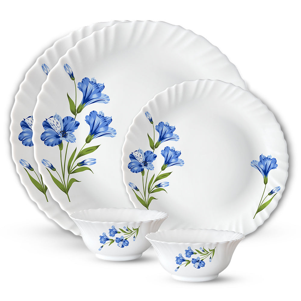 Larah by Borosil, Marina Blue Dinner Set 5 pc Set: Serves 2