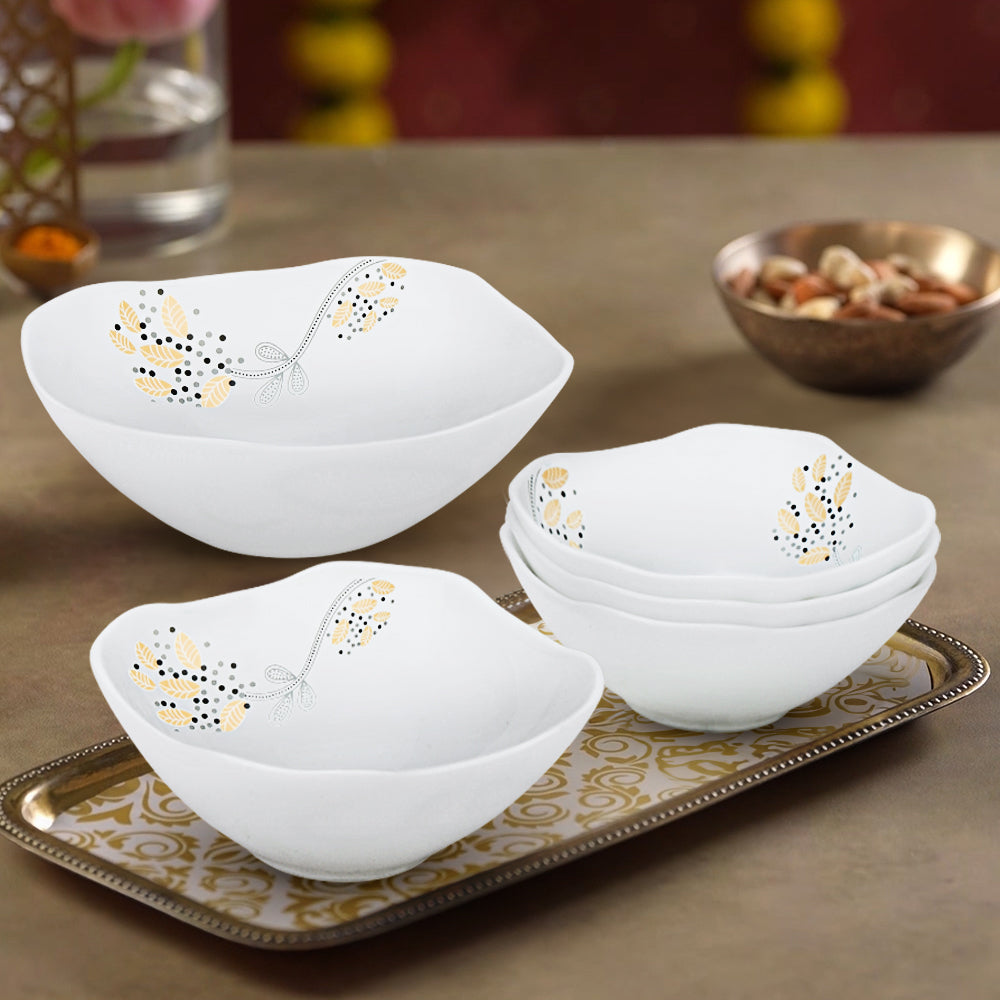 Larah by Borosil Caramel Pudding Set 5 pc Set (Square)