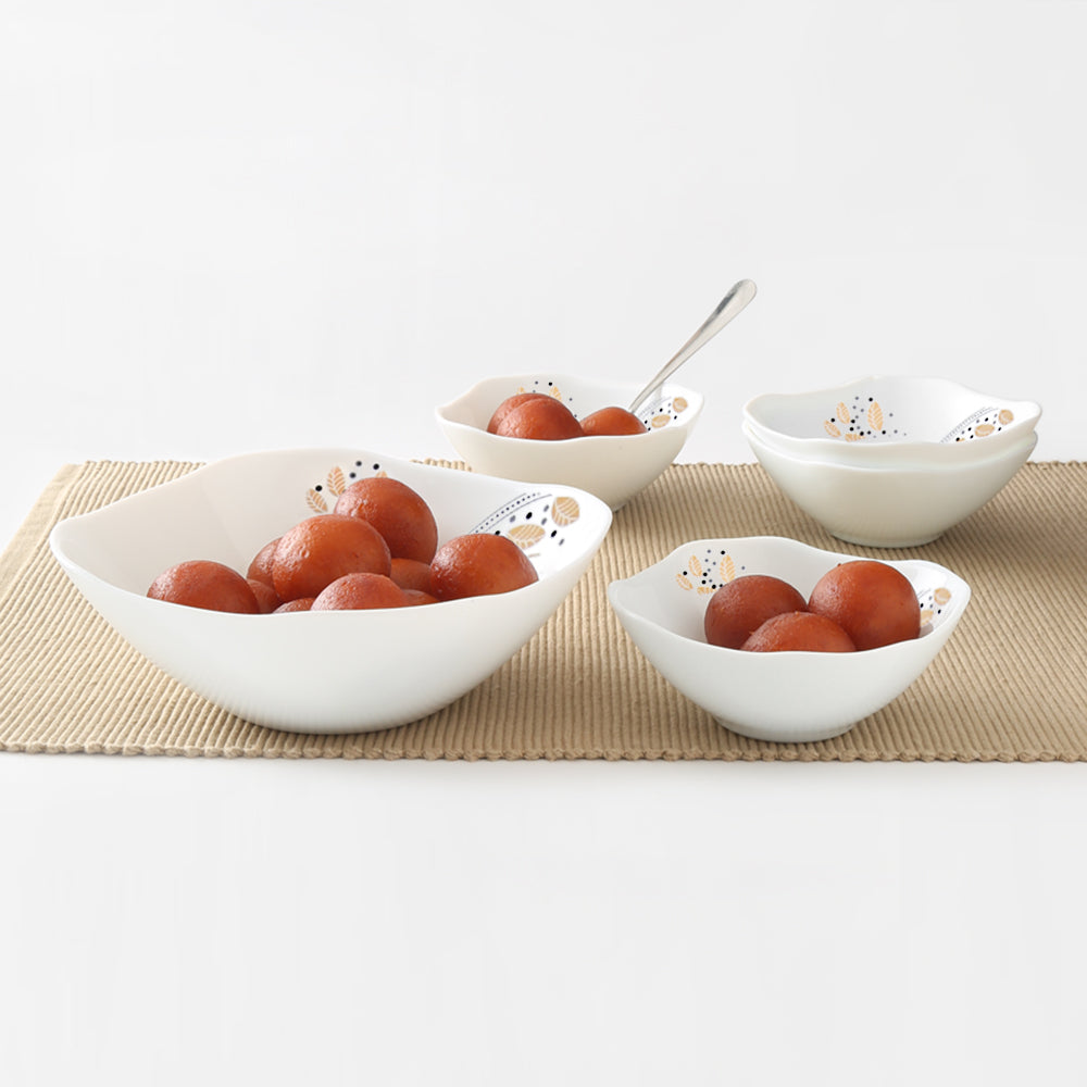 Larah by Borosil Caramel Pudding Set 5 pc Set (Square)