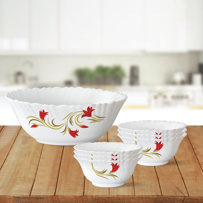 Larah by Borosil Red Lily Pudding Set 5 pc Set