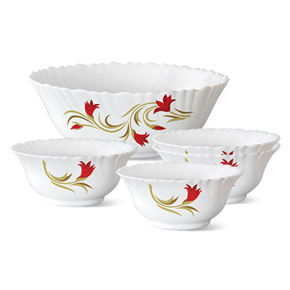 Larah by Borosil Red Lily Pudding Set 5 pc Set