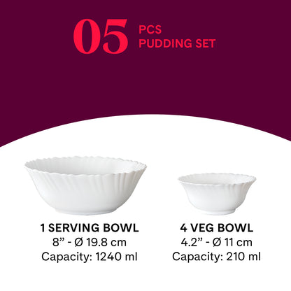 Larah by Borosil Red Lily Pudding Set 5 pc Set