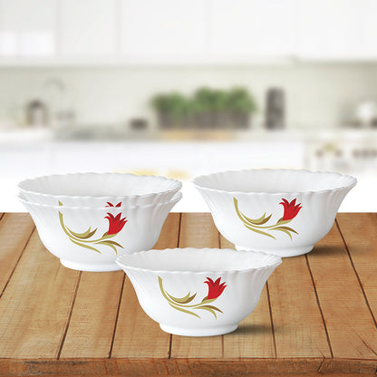 Larah by Borosil Red Lily Pudding Set 5 pc Set