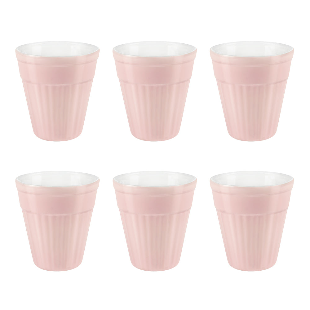 Larah By Borosil Kulhad Set of 6, Pastel Pink, 200ml 200 ml x 6