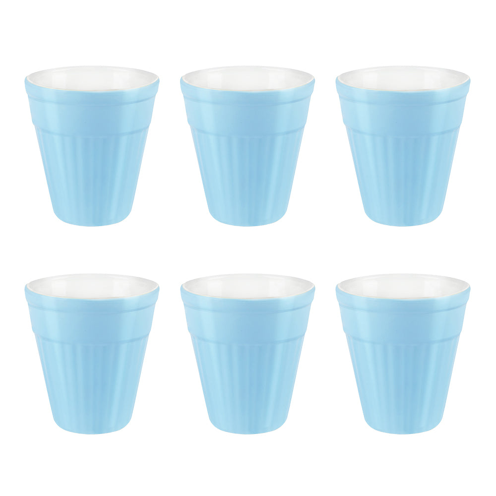 Larah By Borosil Kulhad Set of 6, Powder Blue, 200ml 200 ml x 6