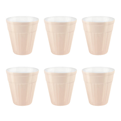 Larah By Borosil Kulhad Set of 6, Peach Puff, 200ml 200 ml x 6