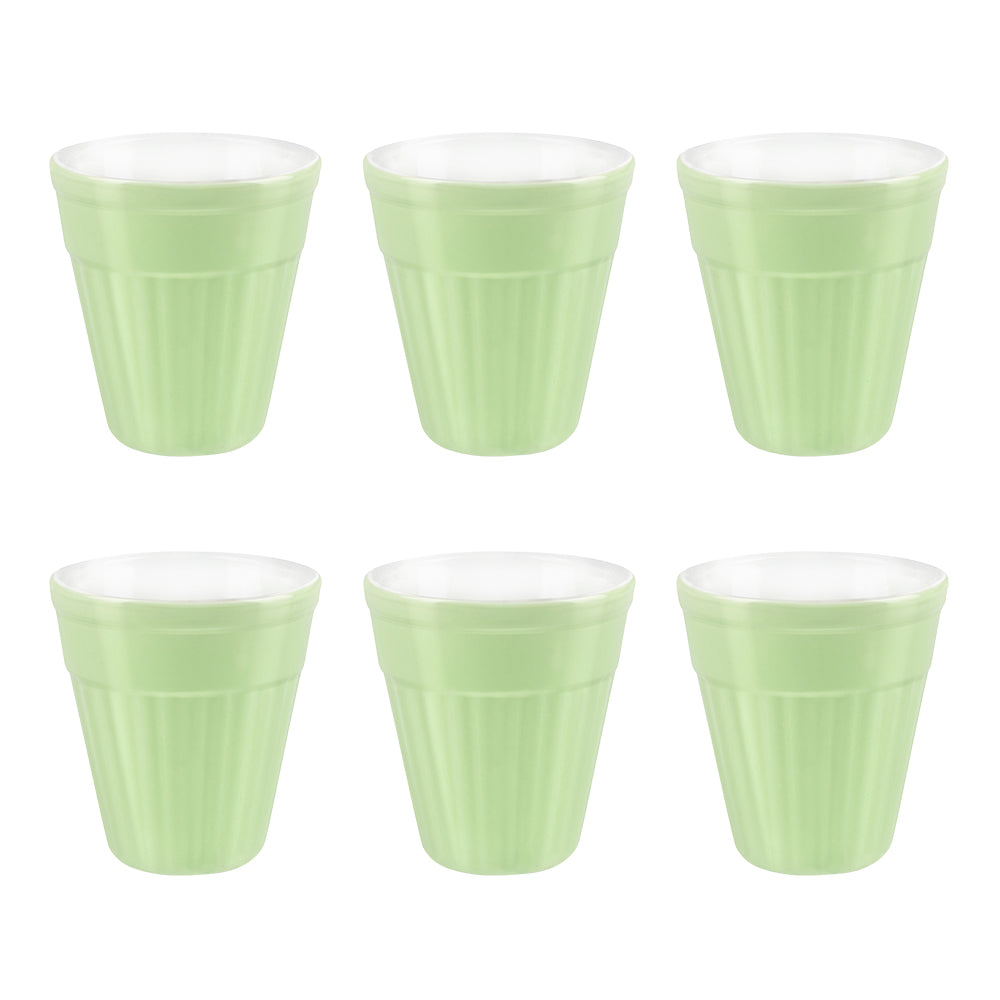Larah By Borosil Kulhad Set of 6, Soft Green, 200ml 200 ml x 6