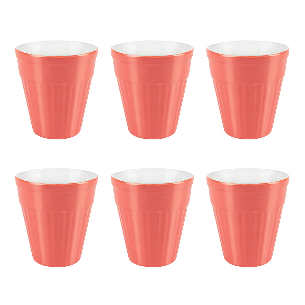 Larah By Borosil Kulhad Set of 6, Sunset Orange, 200ml 200 ml x 6