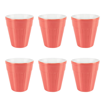 Larah By Borosil Kulhad Set of 6, Sunset Orange, 200ml 200 ml x 6