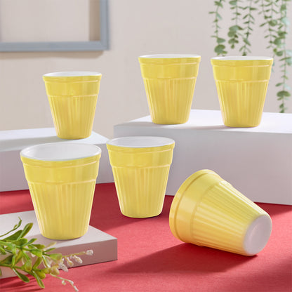 Larah By Borosil Kulhad Set of 6, Sun Yellow, 200ml 200 ml x 6