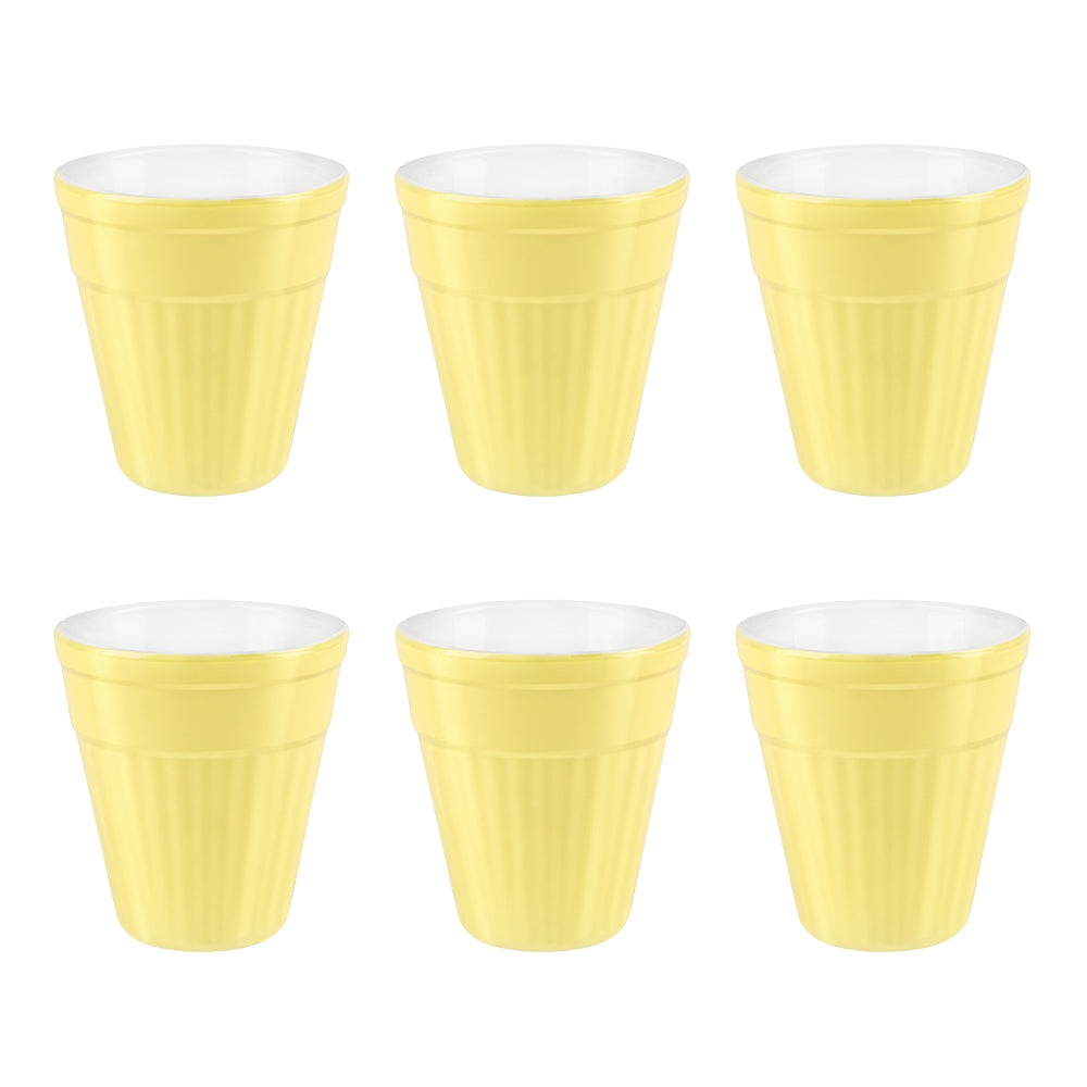 Larah By Borosil Kulhad Set of 6, Sun Yellow, 200ml 200 ml x 6