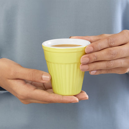 Larah By Borosil Kulhad Set of 6, Sun Yellow, 200ml 200 ml x 6