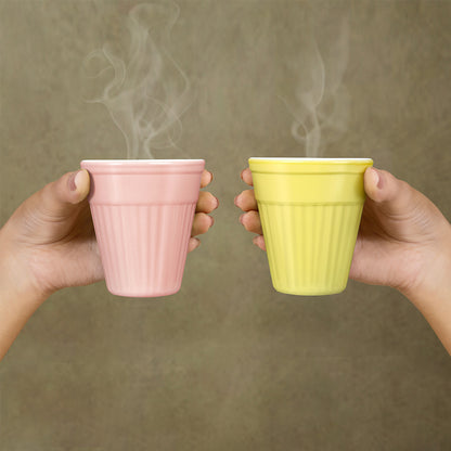 Larah By Borosil Kulhad Set of 6, Sun Yellow, 200ml 200 ml x 6