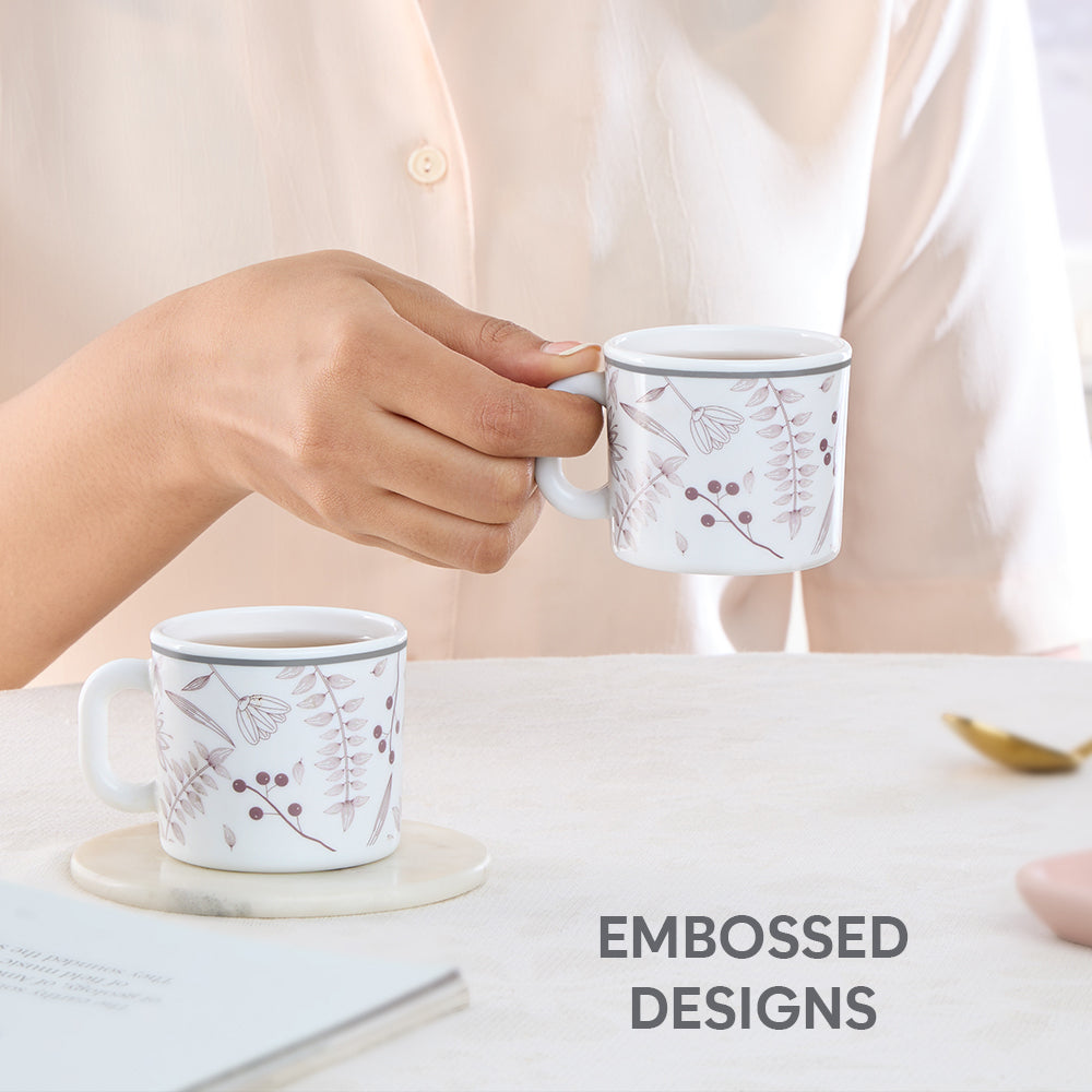 Larah By Borosil Grandeur Mug Set, 100 ml 100 ml x 6
