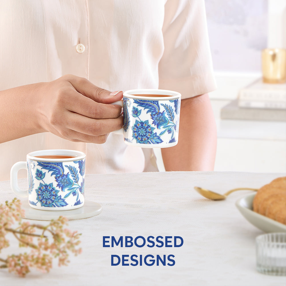 Larah By Borosil New Iris Mug Set, 100 ml 100 ml x 6